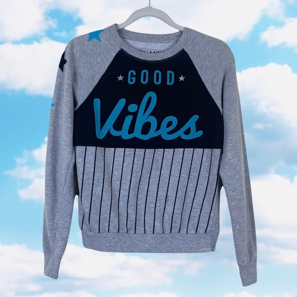 MIGHTY FINE Good Vibes Retro Graphic Sweatshirt XS